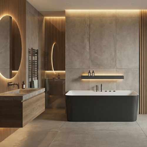 Wellis Arta 170x80 cm szabadon álló akril kád, matt fekete WK00230