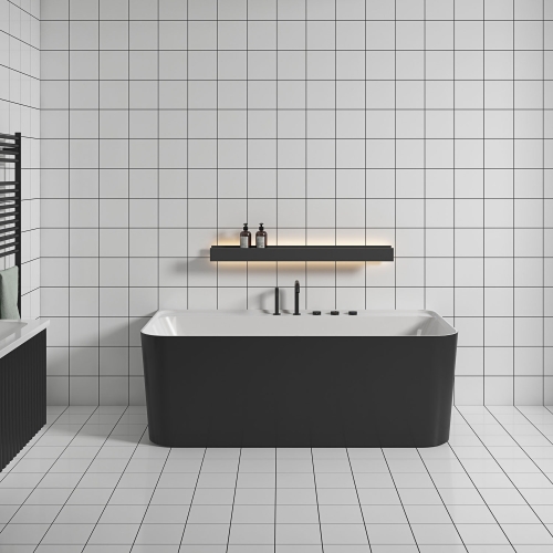 Wellis Arta 170x80 cm szabadon álló akril kád, matt fekete WK00230