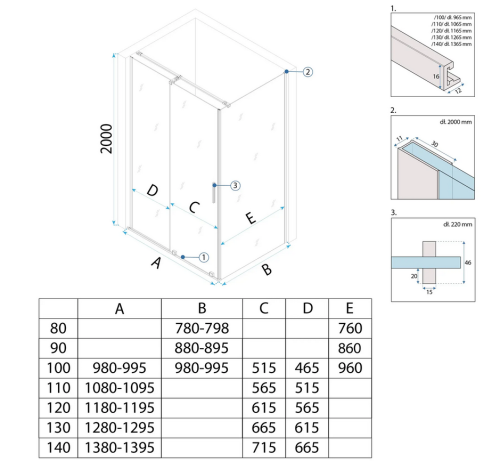 Rea Montana Gold Brush 120x90 cm zuhanykabin, szálcsiszolt arany KPL-K2511