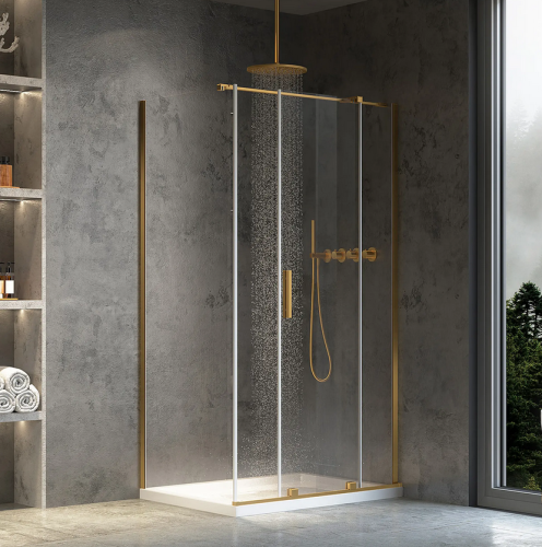 Rea Montana Gold Brush 120x90 cm zuhanykabin, szálcsiszolt arany KPL-K2511