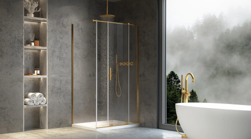 Rea Montana Gold Brush 120x90 cm zuhanykabin, szálcsiszolt arany KPL-K2511