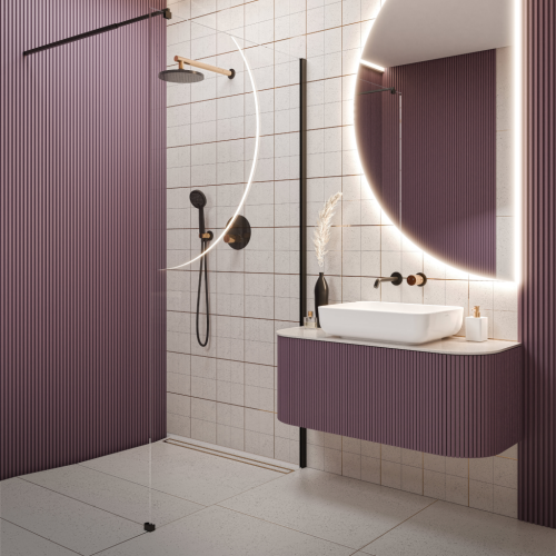 Invena MOONLIGHT falsík alatti zuhanyszett, matt fekete/rose gold  BS-77-014-V