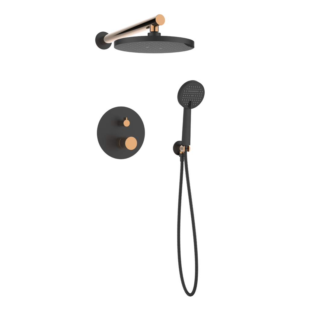 Invena MOONLIGHT falsík alatti zuhanyszett, matt fekete/rose gold BS-77-014-V