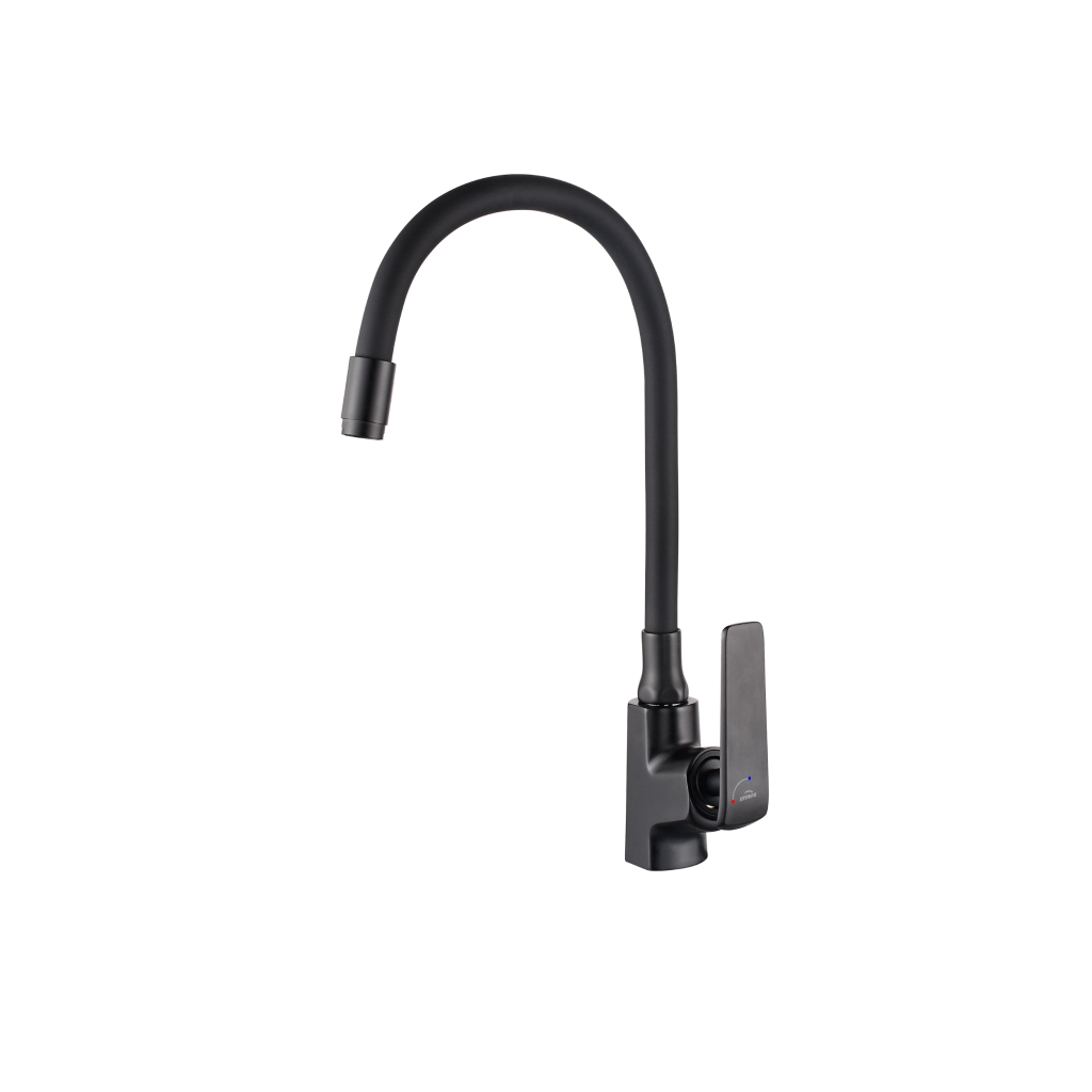 Invena LIGARIA ECO mosogató csaptelep flexibilis kifolyóval, matt fekete BZ-39-004-L