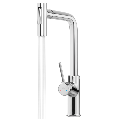 Invena FARSALA ECO mosogató csaptelep kihúzható zuhanyfejjel, króm BZ-40-L01-S