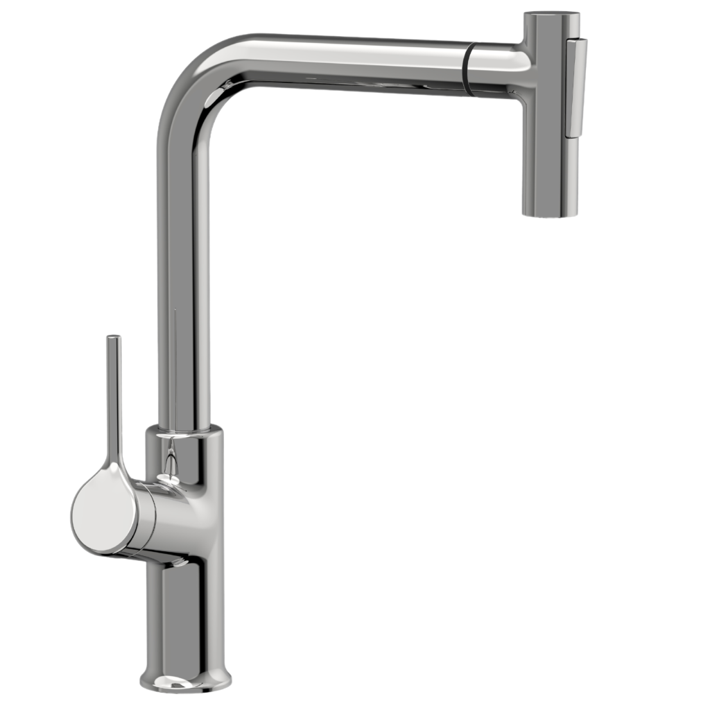 Invena FARSALA ECO mosogató csaptelep kihúzható zuhanyfejjel, króm BZ-40-L01-S