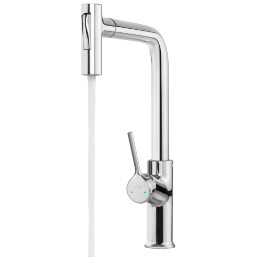 Invena FARSALA ECO mosogató csaptelep kihúzható zuhanyfejjel, króm BZ-40-L01-S