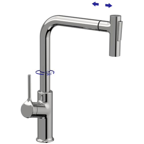Invena FARSALA ECO mosogató csaptelep kihúzható zuhanyfejjel, króm BZ-40-L01-S