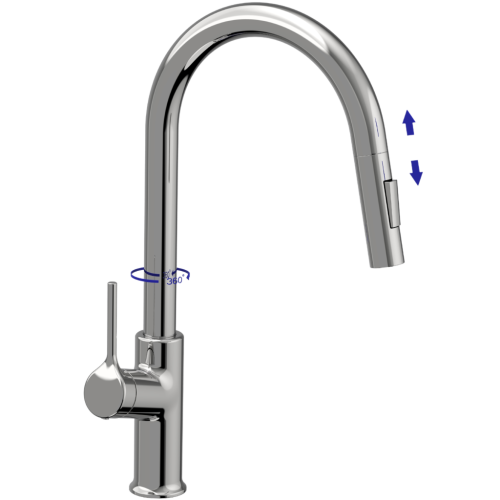 Invena FARSALA ECO mosogató csaptelep kihúzható zuhanyfejjel, króm BZ-40-U01-S