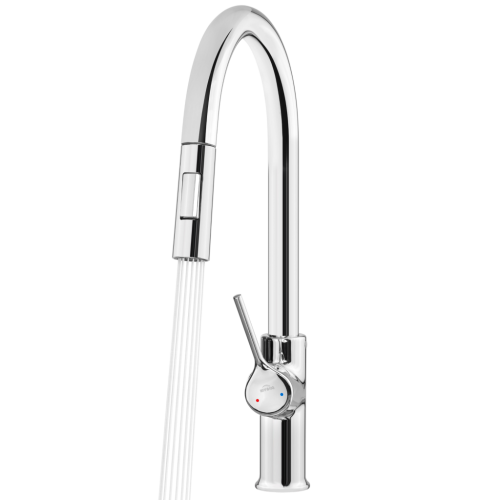 Invena FARSALA ECO mosogató csaptelep kihúzható zuhanyfejjel, króm BZ-40-U01-S