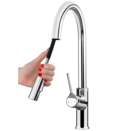 Invena FARSALA ECO mosogató csaptelep kihúzható zuhanyfejjel, króm BZ-40-U01-S