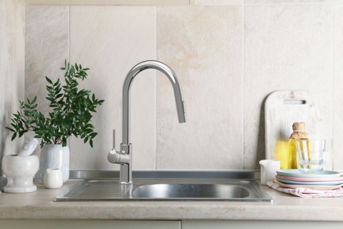 Invena FARSALA ECO mosogató csaptelep kihúzható zuhanyfejjel, króm BZ-40-U01-S