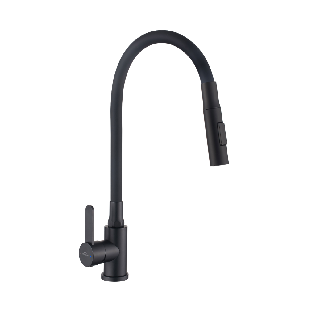 Invena DALIS ECO mosogató csaptelep flexibilis kifolyóval, matt fekete BZ-64-004-L