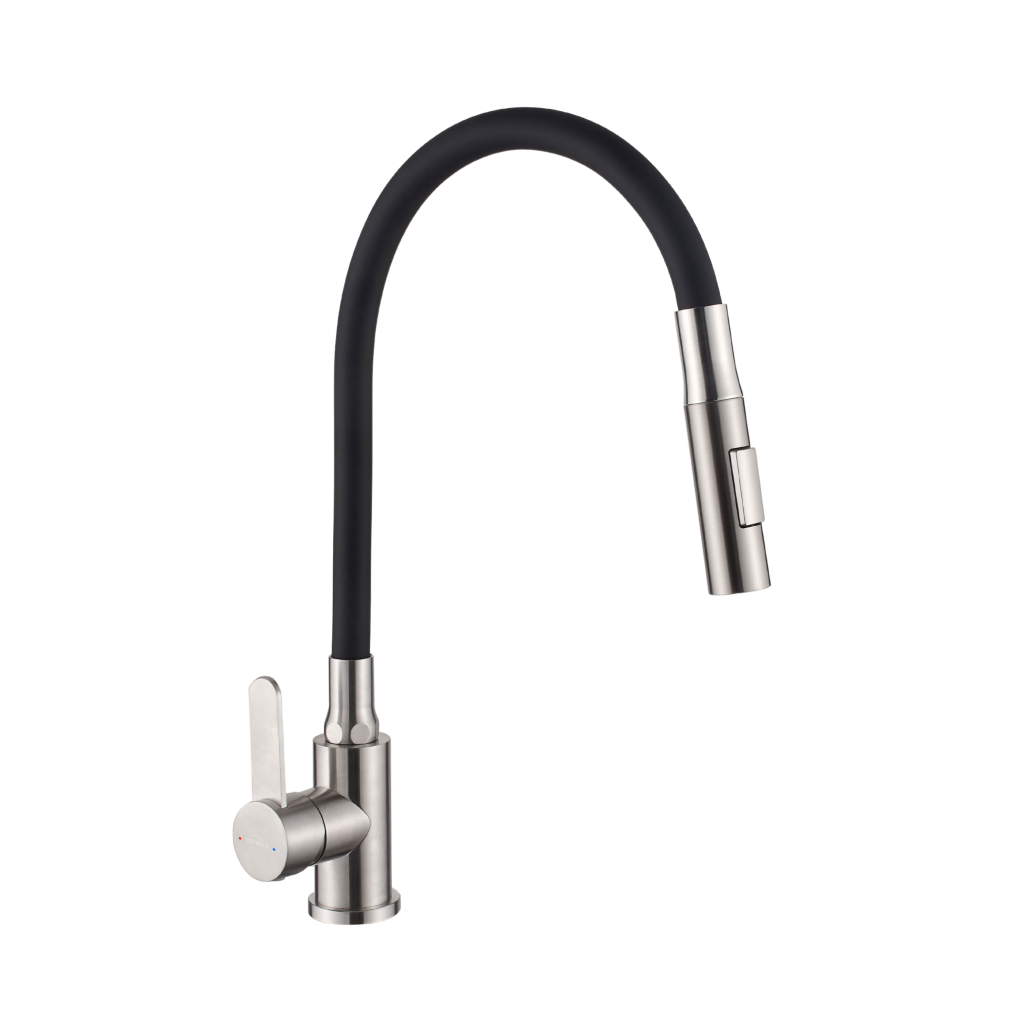 Invena DALIS ECO mosogató csaptelep flexibilis kifolyóval, inox/matt fekete BZ-64-043-L