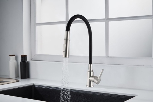 Invena DALIS ECO mosogató csaptelep flexibilis kifolyóval, inox/matt fekete BZ-64-043-L
