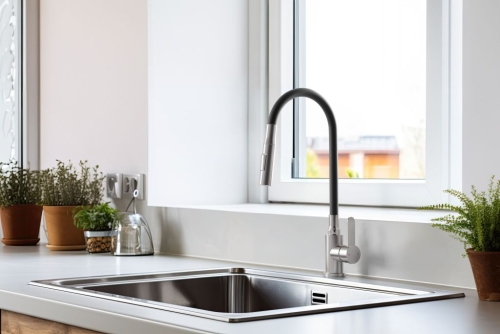 Invena DALIS ECO mosogató csaptelep flexibilis kifolyóval, inox/matt fekete BZ-64-043-L
