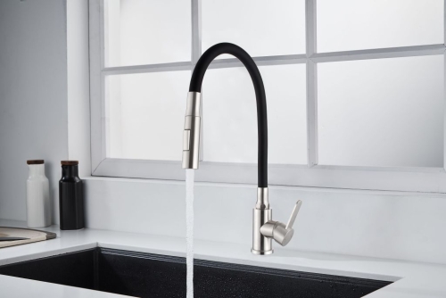 Invena DALIS ECO mosogató csaptelep flexibilis kifolyóval, inox/matt fekete BZ-64-043-L