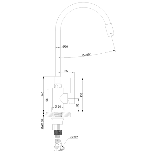 Invena SILVA ECO mosogató csaptelep flexibilis kifolyóval, matt fekete BZ-86-004-L