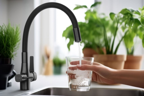 Invena GLAMOUR vízszűrős mosogató csaptelep flexibilis kifolyóval, matt fekete BZ-02-F04-V