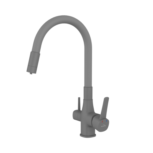 Invena GLAMOUR vízszűrős mosogató csaptelep flexibilis kifolyóval, matt szürke BZ-02-F05-V