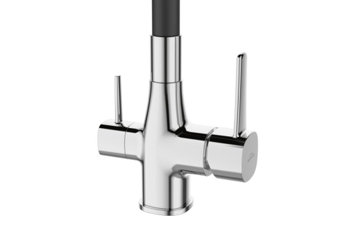 Invena GLAMOUR vízszűrős mosogató csaptelep flexibilis kifolyóval, króm/matt fekete BZ-02-F08-V