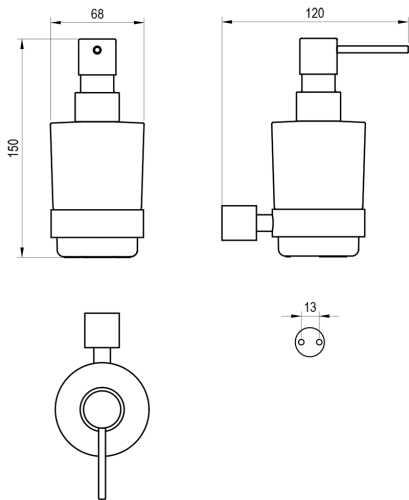 Ravak Fold FD 231.20BLM fali szappanadagoló, matt fekete X07P1356