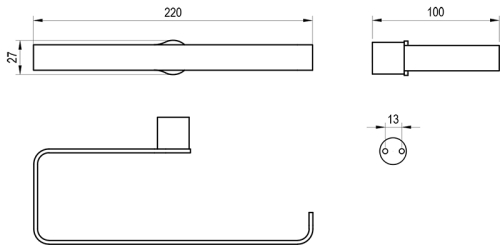 Ravak Fold FD 302.20BLM 22 cm törölközőtartó, matt fekete X07P1358