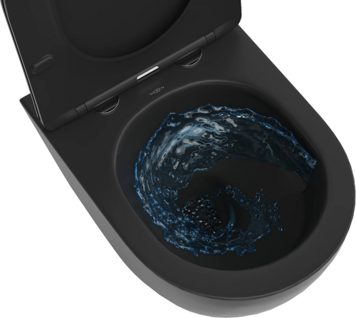 Mexen Lena perem nélküli Rimless Tornado wc csésze lassan záródású slim wc ülőkével, fekete matt 30221085T