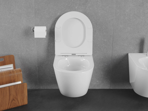 Mexen Lena perem nélküli Rimless Tornado wc csésze lassan záródású slim wc ülőkével, fehér 30220300T