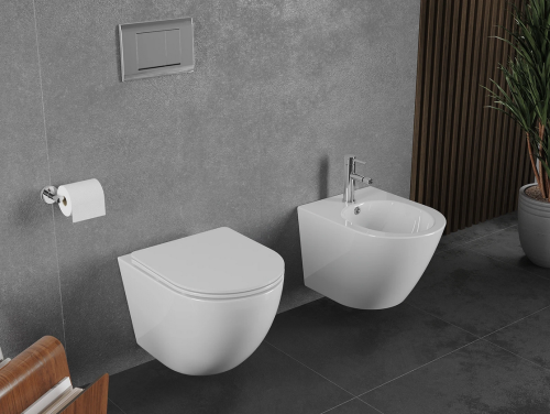 Mexen Lena perem nélküli Rimless Tornado wc csésze lassan záródású slim wc ülőkével, fehér 30220300T