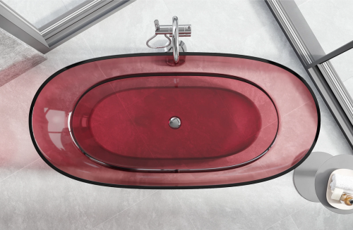 Mexen Pure earth szabadon álló áttetsző kád 170 x 80 cm, krómozott leeresztővel, rózsaszín 58071708003