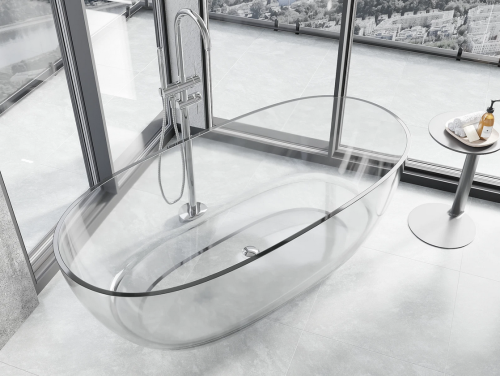 Mexen Pure earth szabadon álló áttetsző kád 170 x 80 cm, krómozott leeresztővel, átlátszó 58071708008
