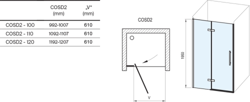 Ravak Cool! COSD2 100 cm zuhanyajtó transparent üveggel, matt fehér X0VVACE00Z1