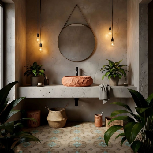 Rea Mika Terracotta 50x38 cm pultra ültethető kőhatású mosdó, narancssárga REA-U7349