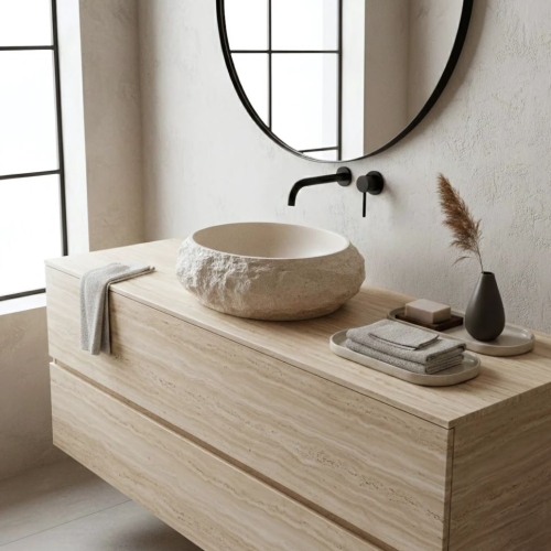 Rea Mika Warm Beige 50x38 cm pultra ültethető kőhatású mosdó, bézs REA-U7347