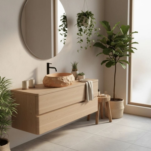 Rea Mika Light Terracotta 50x38 cm pultra ültethető kőhatású mosdó, bézs REA-U7348