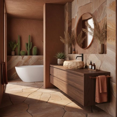 Rea Mika Light Terracotta 50x38 cm pultra ültethető kőhatású mosdó, bézs REA-U7348