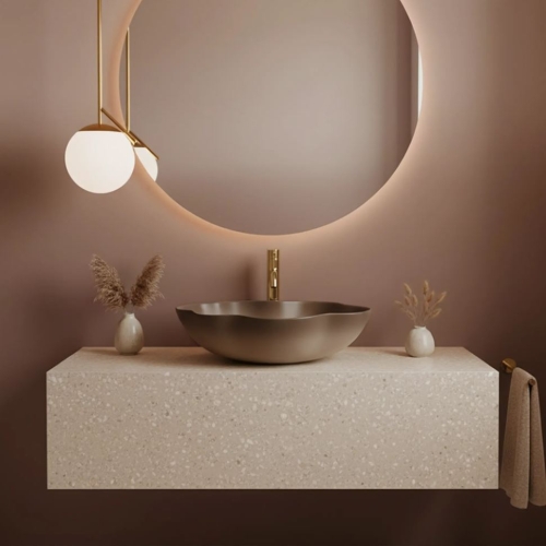 Rea Pearl Ombre 50x38 cm pultra ültethető mosdó, barna REA-U0629