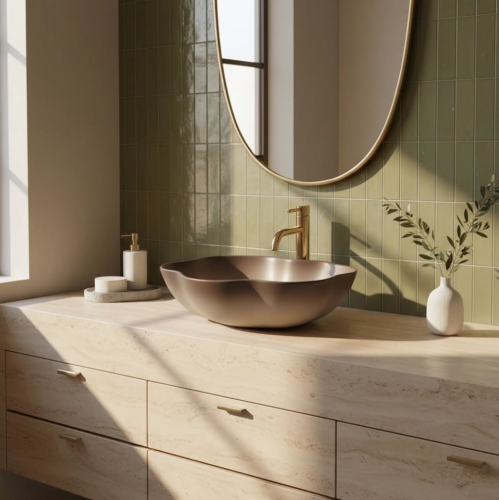 Rea Pearl Ombre 50x38 cm pultra ültethető mosdó, barna REA-U0629