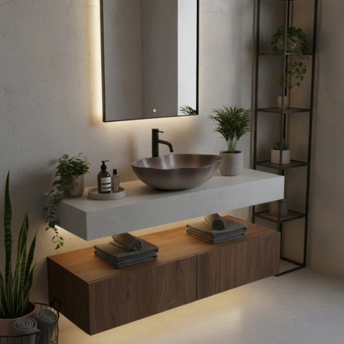 Rea Pearl Ombre 50x38 cm pultra ültethető mosdó, barna REA-U0629