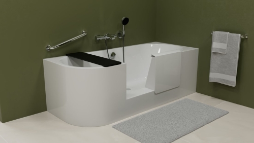 Sapho POLYSAN PORTAS R 180x75 cm jobbos aszimmetrikus kád ajtóval, fehér 75561