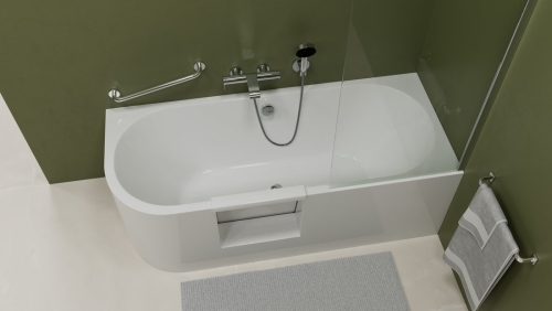 Sapho POLYSAN PORTAS R 180x75 cm jobbos aszimmetrikus kád ajtóval, fehér 75561