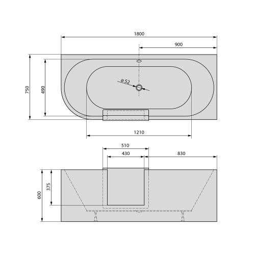 Sapho POLYSAN PORTAS R 180x75 cm jobbos aszimmetrikus kád ajtóval, fehér 75561