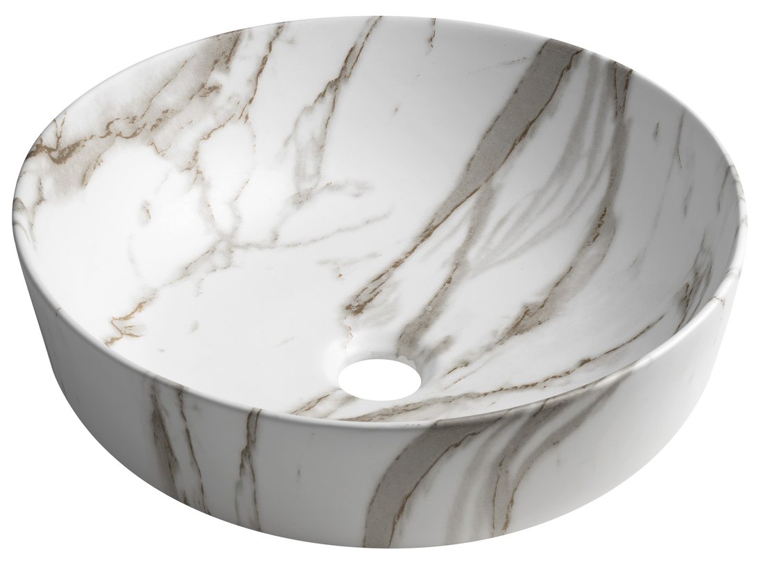 Sapho RONDEA 41 cm pultra ültethető kerámiamosdó, bianco carrara AR445BC