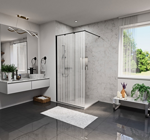 N-Smart FELICIA rain black walk-in zuhanyfal 100 cm