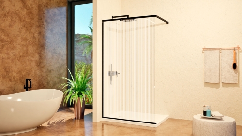 N-Smart FELICIA rain black walk-in zuhanyfal 100 cm