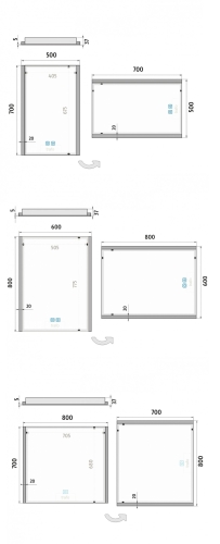 Roltechnik NIMCO 50x70 cm LED tükör érintésérzékelővel ZP 11001V