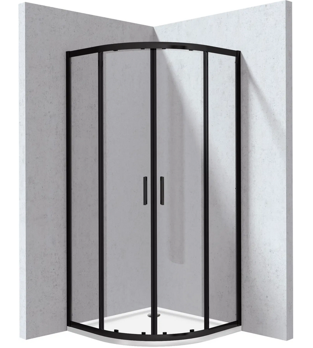 Deante Funkia Evo negyedköríves zuhanykabin zuhanytálcával 90x90 cm, matt fekete KYPPN099P