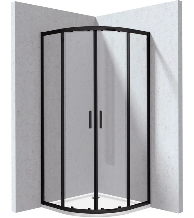 Deante Funkia Evo negyedköríves zuhanykabin zuhanytálcával 80x80 cm, matt fekete KYPPN088P
