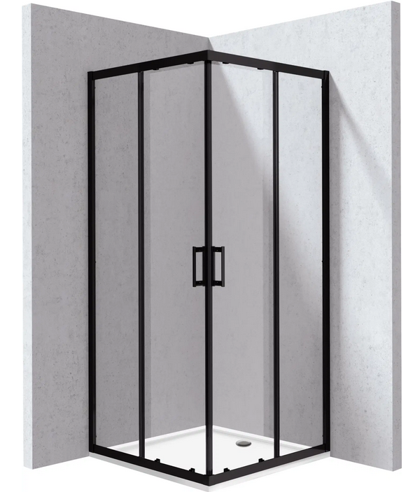 Deante Funkia Evo szögletes zuhanykabin zuhanytálcával 80x80 cm, matt fekete KYCPN088P